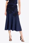 Etro , Cotton Jacquard Midi Skirt, Woman, Navy Blue, Size 48 In Navy
