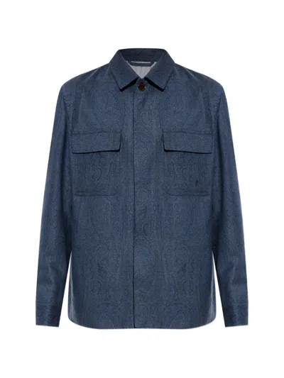 Etro Paisley-pattern Overshirt In Blue
