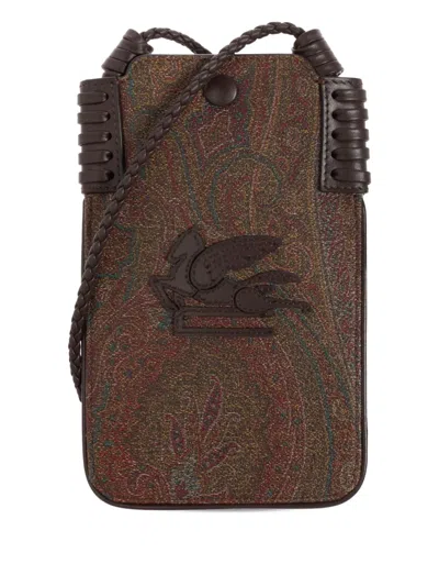 Etro Paisley-pattern Phone Bag In Brown
