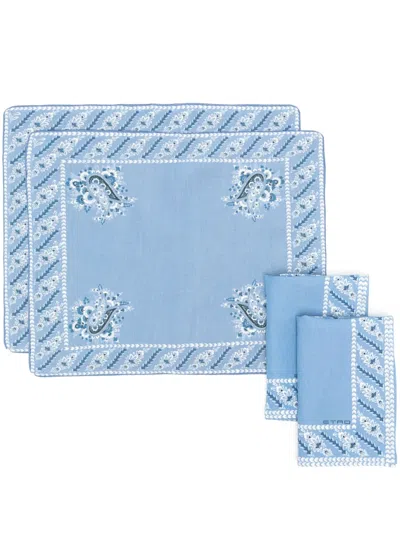 Etro Paisley-pattern Placemats And Napkins (set Of Four) In 蓝色