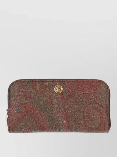 Etro Paisley Pattern Purse Gold Tone Hardware In Brown