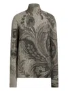 Etro Paisley-pattern Ribbed Sweater In Gray