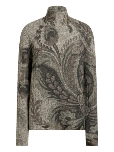 Etro Paisley-pattern Ribbed Sweater In Gray