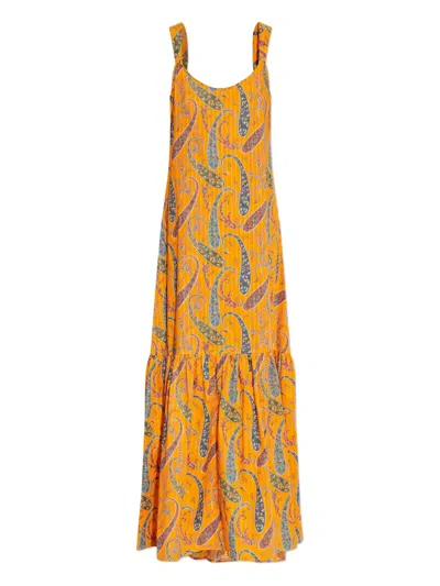 ETRO PAISLEY-PATTERN RUFFLED MAXI DRESS