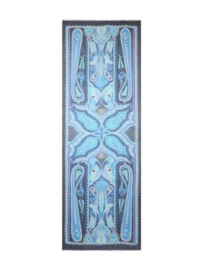Etro Paisley-pattern Scarf In Blue