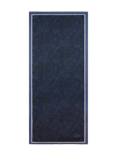Etro Paisley-pattern Scarf In Blue