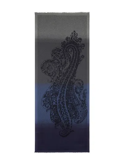 Etro Paisley-pattern Scarf In Gray