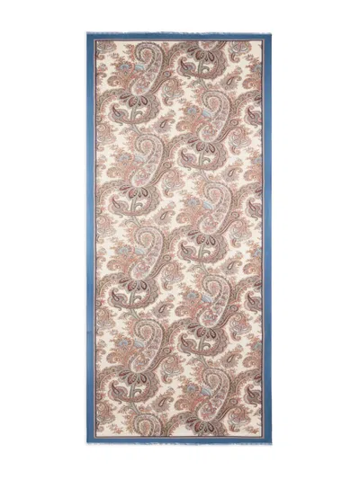 Etro Cashmere-blend Scarf With Floral Paisley Motif In Brown