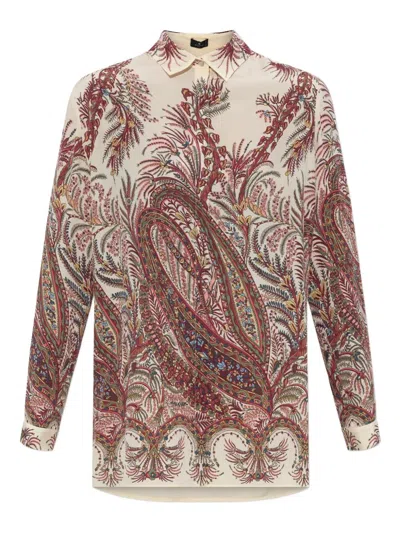 Etro Paisley Print Silk Shirt With Collared Neck In Multi