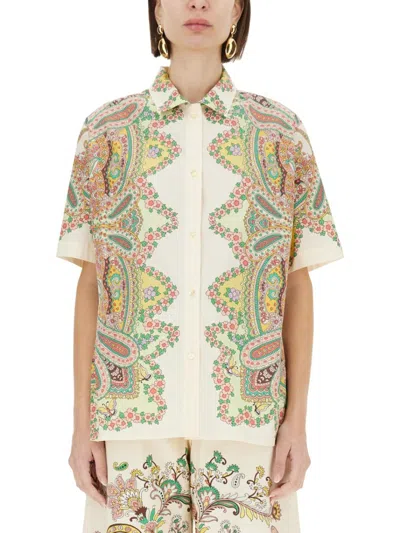Etro Paisley Pattern Shirt With Floral Accents In White