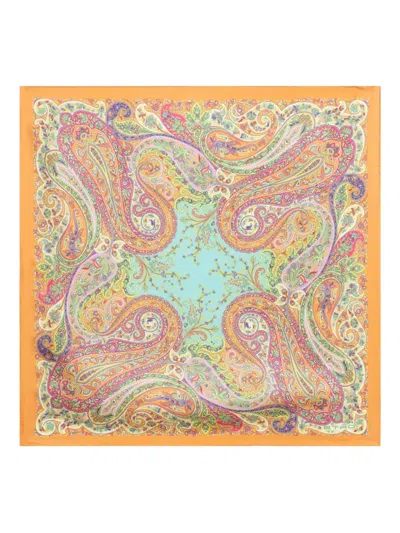 Etro Paisley-pattern Silk Scarf In Orange