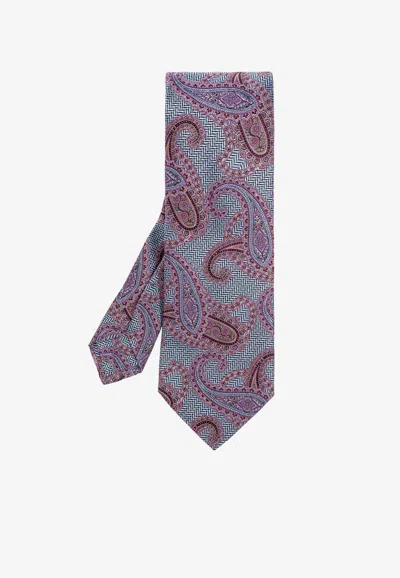 Etro Paisley-pattern Silk Tie In Purple