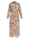 Etro Paisley-pattern Tie-belt Midi Dress In Multi