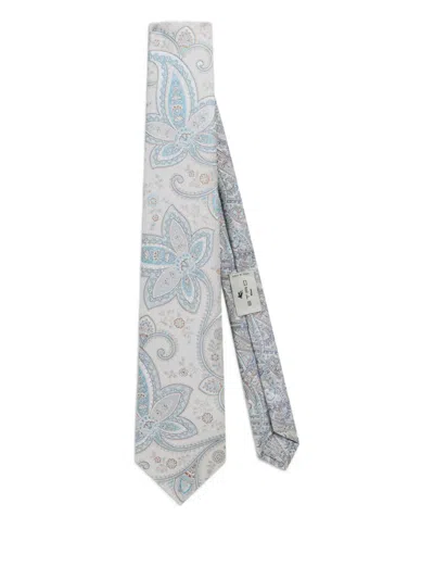 Etro Paisley-pattern Tie In Gray