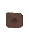 Etro Paisley Wallet With Pegaso Detail In Brown