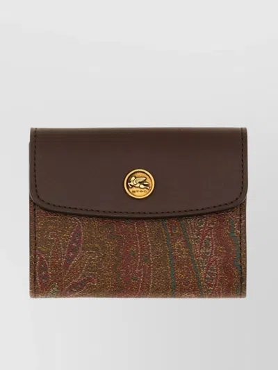 Etro Paisley Pattern Wallet With Compact Design And Slim Shape In Brown