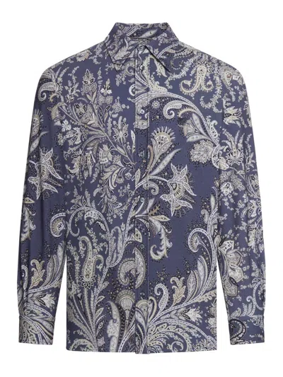 Etro Paisley Patterned Buttoned Shirt In Blue