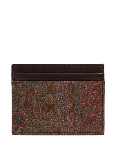 Etro Compact Paisley Pattern Wallets And Cardholders In Brown
