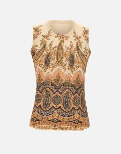 Etro Paisley Patterned Cardigan In Gold