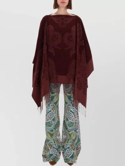 Etro Paisley Patterned Loose Fit Poncho In Red