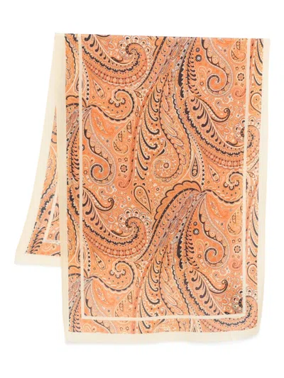 Etro Paisley-patterned Scarf In Orange