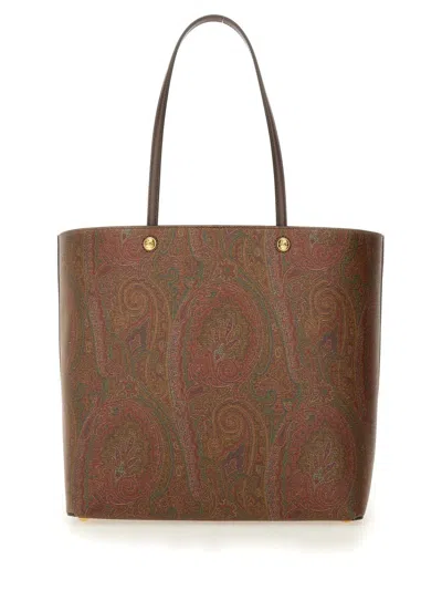 Etro Paisley Patterned Shopping Bag In Brown