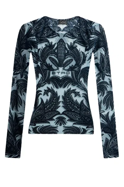 Etro Paisley-patterned Top With Long Sleeves And Round Neckline In Multi