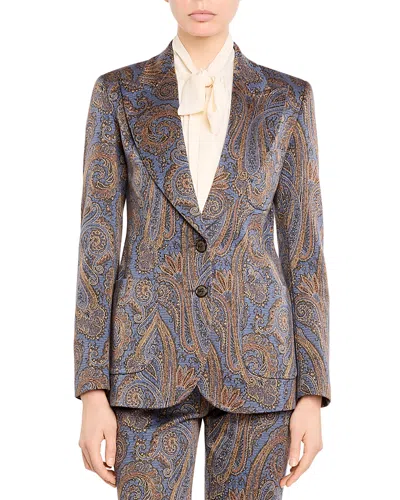 Etro Paisley Peak Lapel Fitted Jacket In Burgundy
