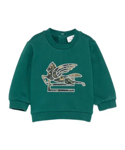 Etro Paisley-pegasus Sweatshirt In Green