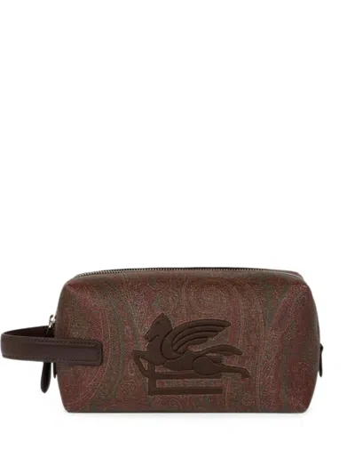 Etro Paisley Pegasus Wash Bag In Purple