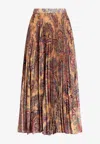 Etro Woman Midi Skirt Sand Size 10 Polyester In Multicolor
