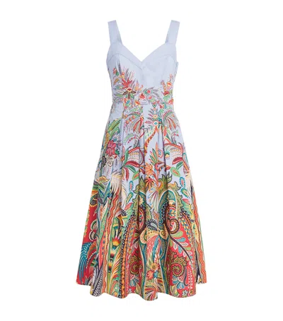 Etro Paisley Pleated Midi Dress In Multi