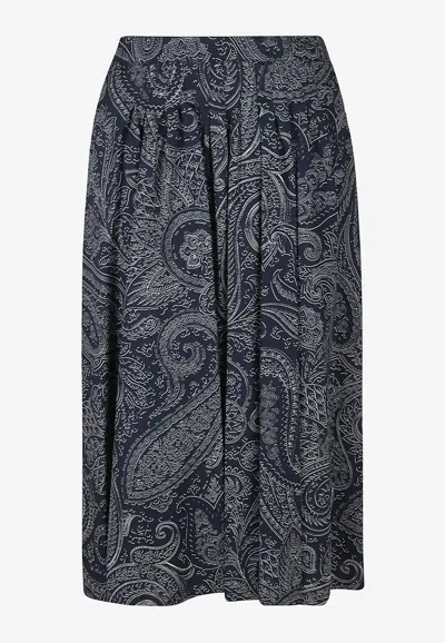 Etro Paisley Pleated Midi Skirt