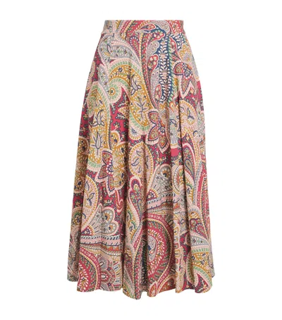 Etro Paisley Pleated Midi Skirt In Multi