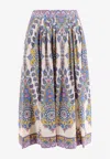 Etro Paisley Print Cotton Midi Skirt In Multicolor
