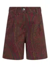 Etro Paisley Pleated Shorts In Brown