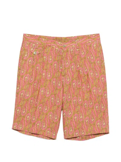 Etro Paisley Pleated Shorts In Orange