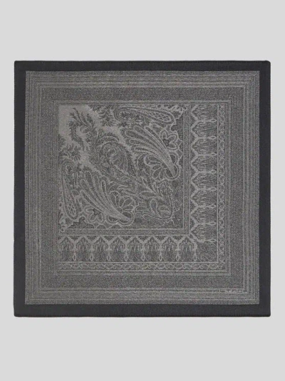 Etro Paisley Pocket Square In Blue