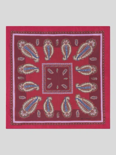 Etro Paisley-print Silk Scarf In Red