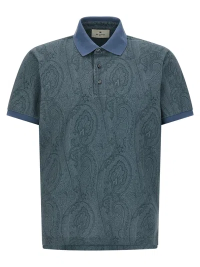 Etro 'paisley' Polo Shirt In Blue