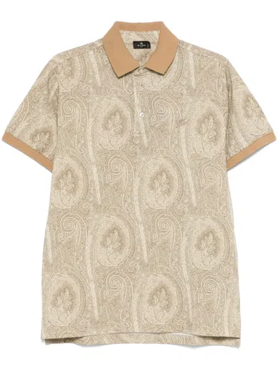 Etro Poloshirt Mit Paisley-print In Braun