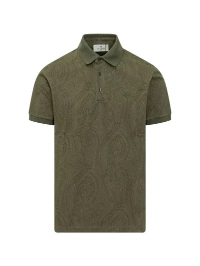 Etro Paisley Printed Short-sleeved Polo Shirt In Green