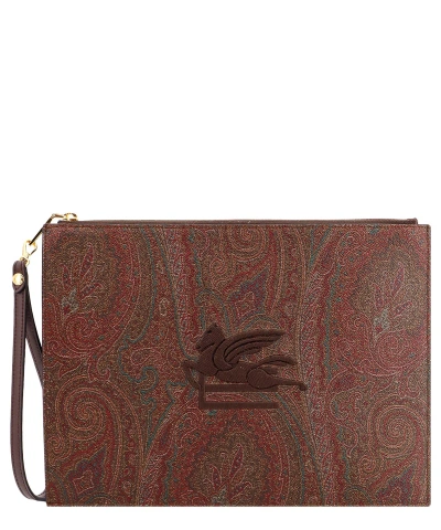 Etro Paisley Pouch In Brown