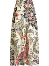 Etro Midi Skirt In Paisley Print Crepe In Neutrals