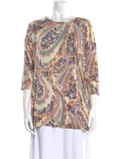 Pre-owned Etro Paisley Print Bateau Neckline Blouse In Neutral