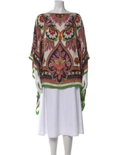 Pre-owned Etro Paisley Print Bateau Neckline Blouse In Purple