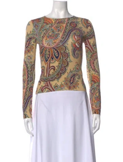 Pre-owned Etro Paisley Print Bateau Neckline Top In Neutrals