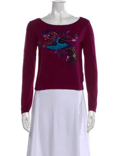 Pre-owned Etro Paisley Print Bateau Neckline Top In Purple