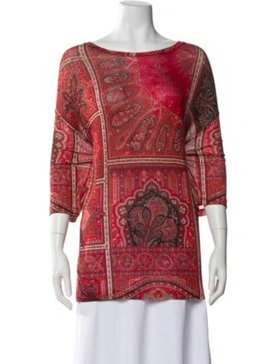 Pre-owned Etro Paisley Print Bateau Neckline Tunic In Red