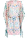 Etro Mini Dress With Paisley Sunburst In Blue